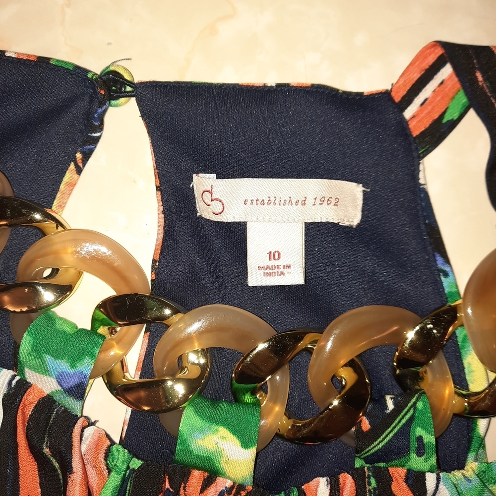Chetta B Green and Orange Floral Midi Dress - Picture 5 of 10